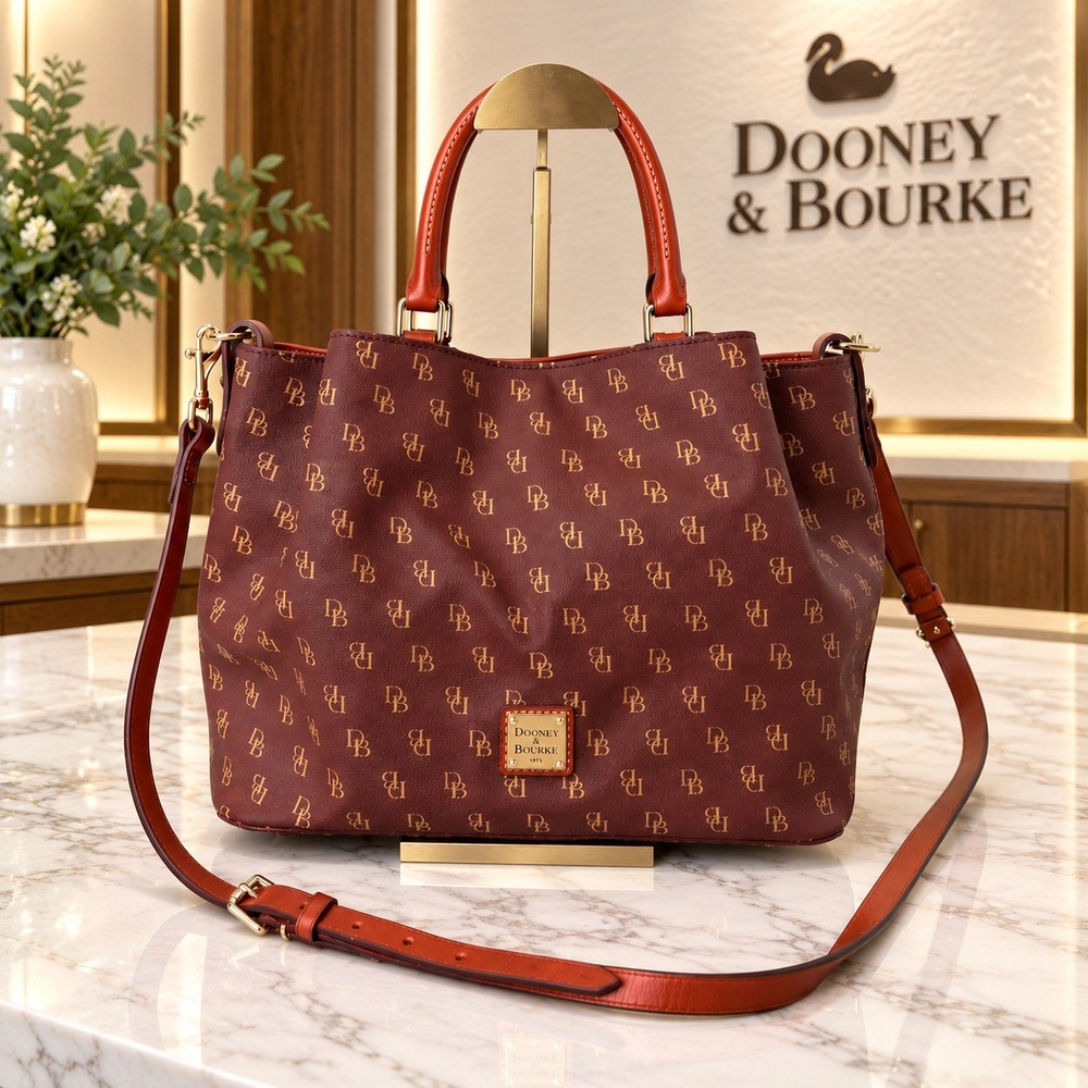 Dooney & Bourke Gretta Brenna Bordeaux Monogram Satchel Bag